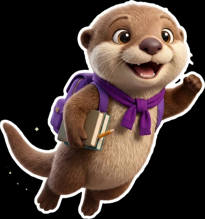 Milo the Otter, the Revyz study buddy, jumping for joy